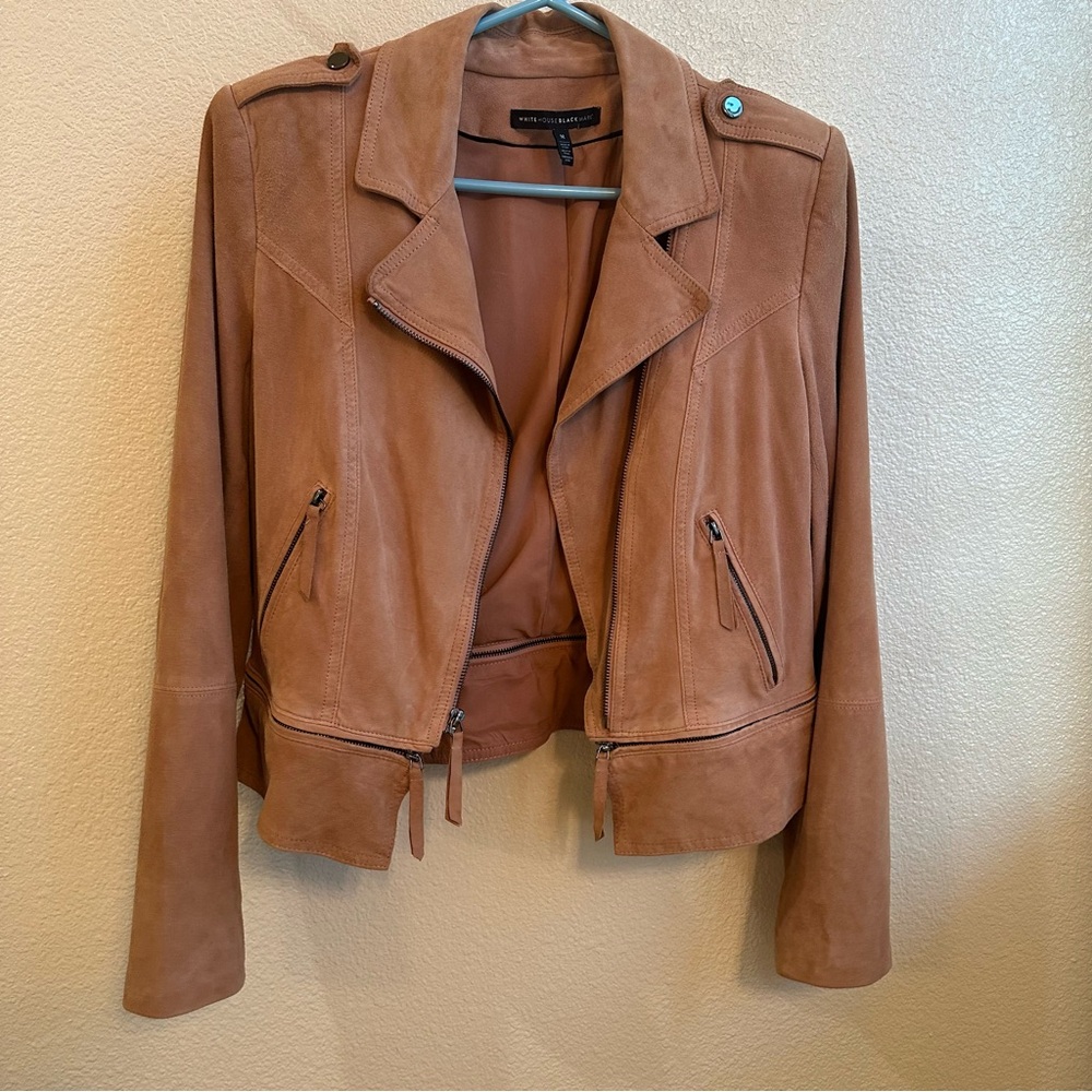 White House Black Market Women's Tan Suede Leather Jacket size M - Picture 5 of 5